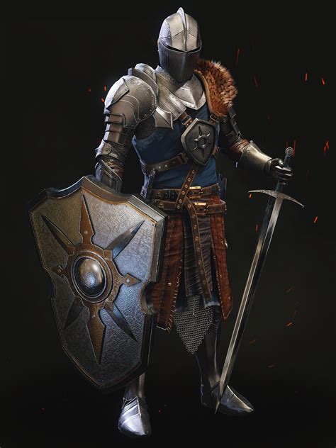 artstation  medieval knight  armor  fur game assets