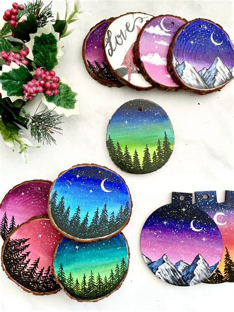paint wood slice ornaments  ideas    inspired