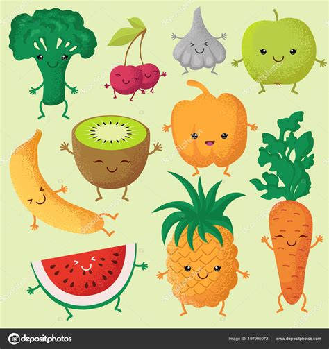 imagenes frutas  verduras animadas feliz de dibujos animados frutas  verduras  caras
