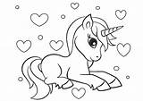 Coloring Unicorn Pages Printable Hearts Kids Adorable Rainbow Adults Baby Dragon Cute Girls Little Easy Animals sketch template