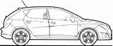 Seat Ibiza Blueprints S4 2008 Hatchback Car Outlines sketch template