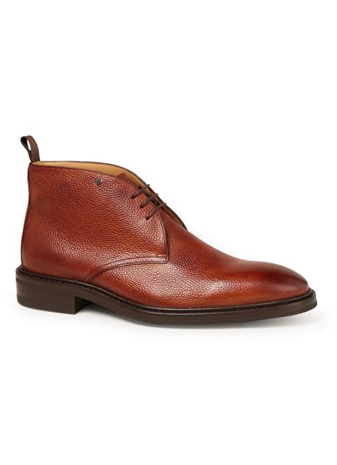 floris van bommel chukka veterschoen van leer cognac de bijenkorf