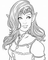 Coloring Pages Queen Elf Elven Female Girl Adult Color Printable Lines Colouring Steampunk Sheets Deviantart Kids Fantasy Commission Choose Board sketch template