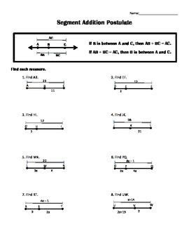 segment addition postulate segmentation multi step equations math
