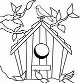 Birdhouse Clipart House Outline Bird Drawing Clip Bounce Drawings Houses Embroidery Designs Birdclipart Colouring Line Birds Webstockreview Template Pages Embroidered sketch template