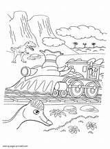 Train Dinosaur Coloring Pages Printable Print Animated Series Kids Cartoon sketch template