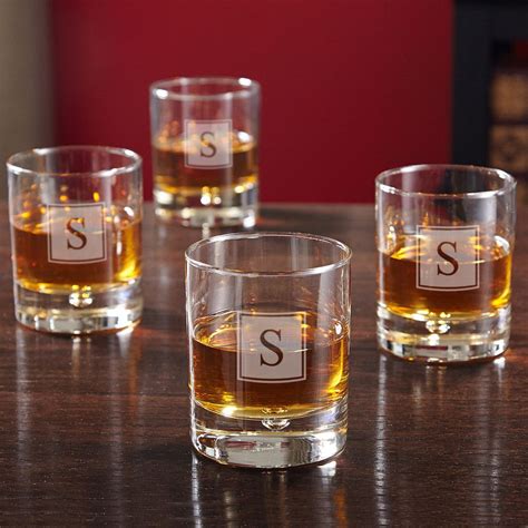 bryne block monogram whiskey glasses set of 4