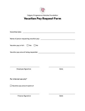 fillable  vacation pay request form fax email print pdffiller