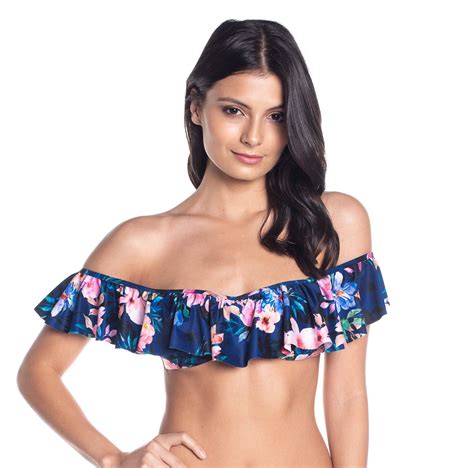bbs  saha bandeau bikini top  shoulder top cumbia floral night saha