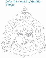 Coloring Navratri Drawing Kids Printable Pages Face Mask Navaratri Durga Festivals Goddess Maa Beautiful Getdrawings sketch template