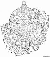 Bauble Coloriage Boule Mandala Acorn Pinecone Adults sketch template