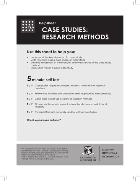 case studies research methods   sheet    helpsheet