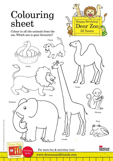 dear zoo friends dear zoo colouring sheet dear zoo dear zoo