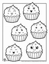 Coloring Cupcake Cute Sheet Pages Printable Kids Kawaii sketch template