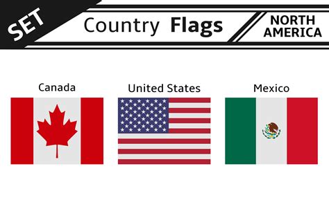 set countries flags north america illustrations creative market