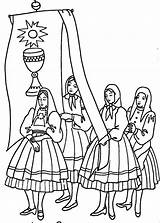 Corpus Christi Coloring Pages Procession Colouring Kids Saints Christ Choose Board sketch template