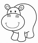 Hippo Coloring Pages Printable Easy Animal Cartoon Sheets Kids Baby Animals Color Zoo Drawing Print Uniquecoloringpages Book Gif sketch template
