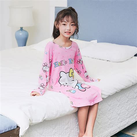 buy 2018 leisure autumn girls nightgown long sleeve