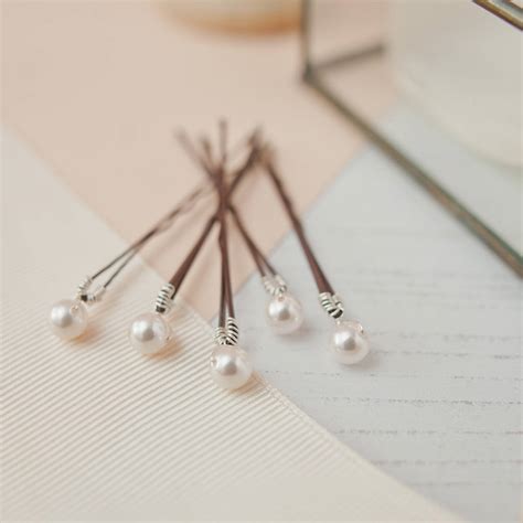 Set Of Five Pearl Bobby Pins By Melissa Morgan Designs