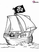 Pirate Ship Coloring Printable Bubakids Pages Kids Cartoon Na článku Zdroj sketch template