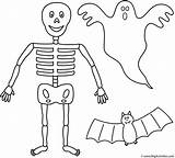 Skeleton Halloween Coloring Printable Template Ghost Bat Cut Drawing Simple Skeletons Pages Party Bigactivities Walk Drawings Dallas Happy Templates Into sketch template