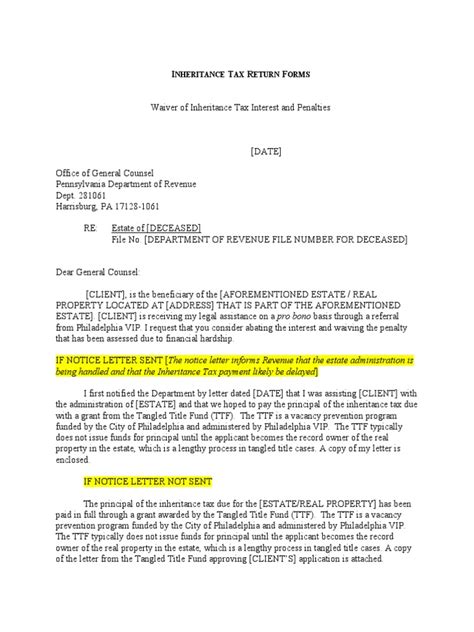 sample letter requesting waiver  penalty  interest