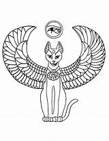 Egyptian Coloring Pages Cat Egypt Gods Tattoo Ancient Angel Mummy Print Hieroglyphics Drawing Bastet Winged Cats Goddess Sheets Printable Getcolorings sketch template