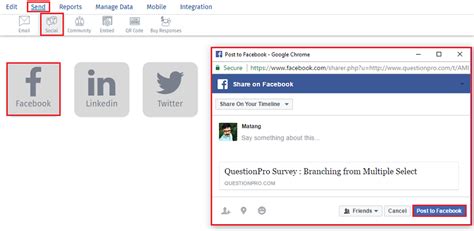 facebook integration questionpro survey tools