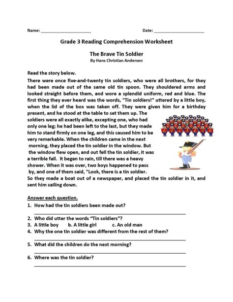 grade reading comprehension worksheets multiple choice ideas