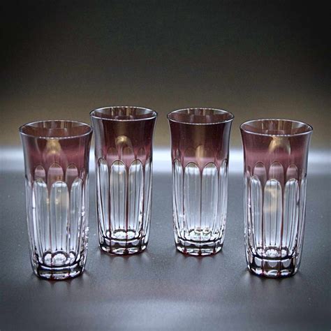 Vintage Purple Cranberry Drip German Crystal Drinking Glasses By
