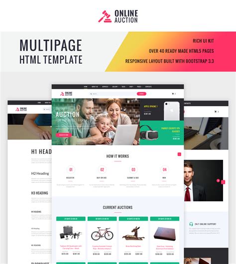 demo   auction multipage website template