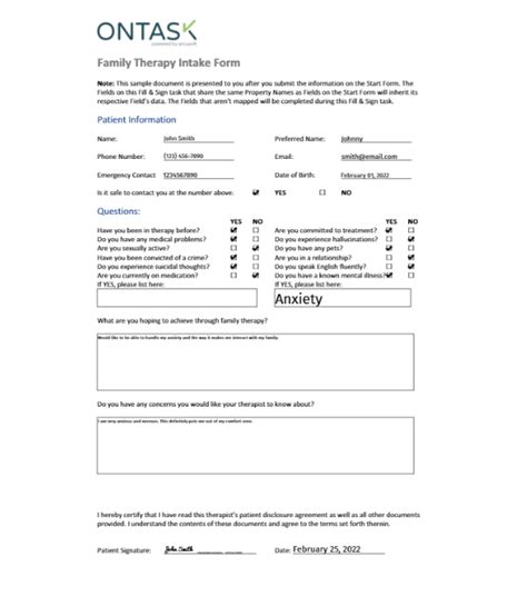 family therapy intake form template ontask