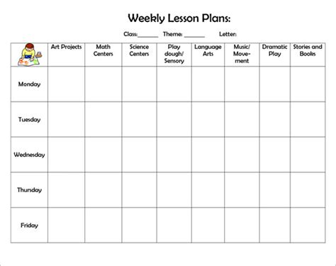 weekly lesson plan samples  google docs ms