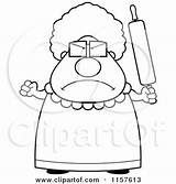 Granny Rolling Clipart Cartoon Anger Waving Plump Cory Thoman Outlined Coloring Vector 2021 sketch template