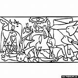 Guernica Picasso Colorare Colorir Obra Thecolor Paintings Cuadros Cuadro sketch template