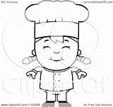 Chef Girl Cartoon Coloring Smiling Happy Clipart Thoman Cory Outlined Vector Collc0121 Royalty sketch template