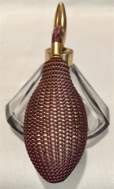 Vintage Purple Glass Perfume Bottle With Purple Silk Atomizer