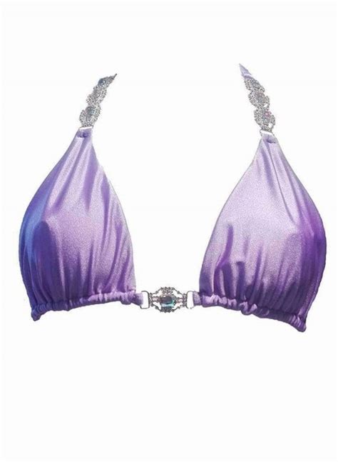 Decovas Waterproof Swarovski Crystal Luxury Purple Triangle Bikini Top