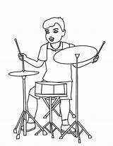 Drum Boy Coloring Pages Drummer Simple Facing Set Play Playing Kids Drums Boys Face sketch template