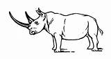Rhino Coloring Pages Animals Horned Child sketch template