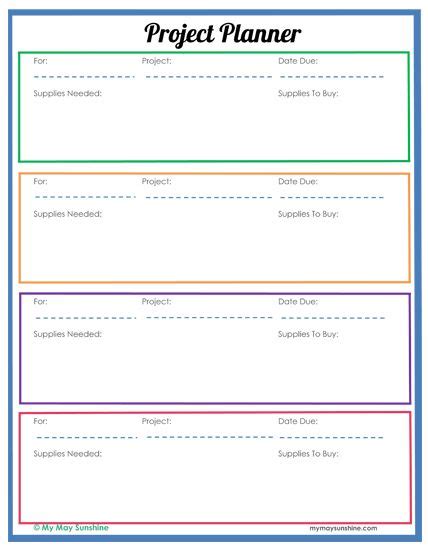 project planner perfectly printable freebies pinterest project