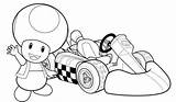 Mario Kart Coloring Pages Wii Super Toad Smart Cart Drawing Printable Bros Colouring Luigi Characters Boys Birthday Party Racing Color sketch template