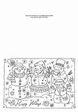 Christmas Card Colouring Cards Snowmen Coloring Pages Colour Printable Kids Snowman Fold Colors Color Holidays Fun Winter Village Activities Activity sketch template