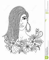 Coloring Pages African American Woman Portrait Afro Vector Illustration Famous Zentangl Mulatto Drawing Portraits Doodle Negro Braids Floral Frame Getcolorings sketch template