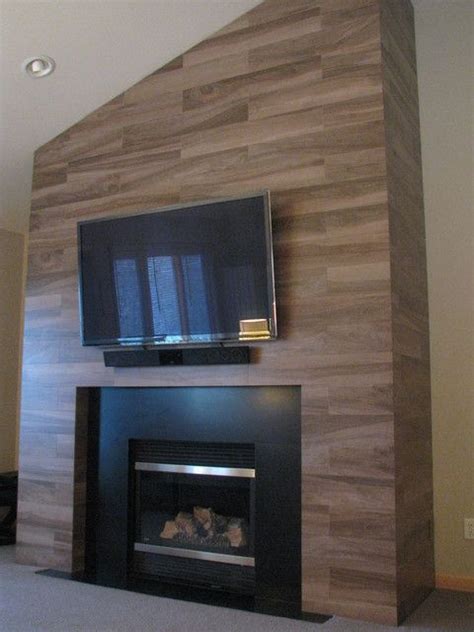 ceramic wood grain tiles for fireplace surround