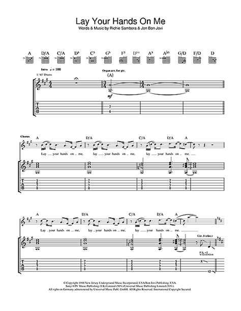 Lay Your Hands On Me Guitar Tab By Bon Jovi Guitar Tab – 38034