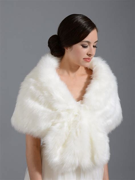 faux fur wrap bridal shrug stole shawl cape