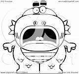 Outlined Monster Fish Man Scared Clipart Cartoon Thoman Cory Coloring Vector Depressed 2021 sketch template