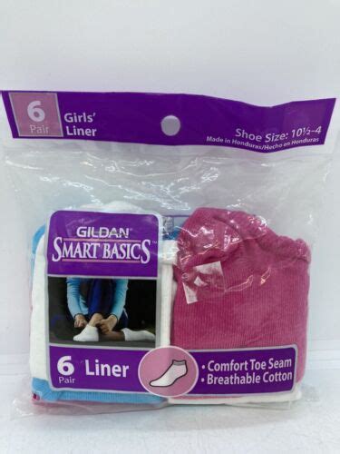 gildan smart basics girls liner socks  pair shoe size    ebay