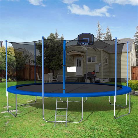 euroco  trampoline  basketball hoop  enclosure blue